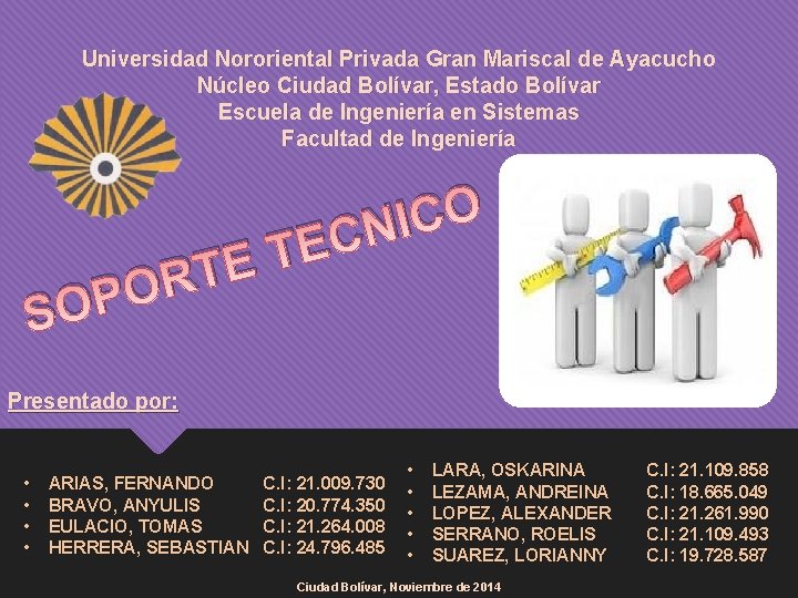 Universidad Nororiental Privada Gran Mariscal de Ayacucho Núcleo Ciudad Bolívar, Estado Bolívar Escuela de Universidad Nororiental Privada Gran Mariscal de Ayacucho Núcleo Ciudad Bolívar, Estado Bolívar Escuela de