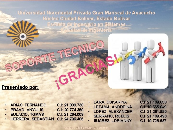 Universidad Nororiental Privada Gran Mariscal de Ayacucho Núcleo Ciudad Bolívar, Estado Bolívar Escuela de Universidad Nororiental Privada Gran Mariscal de Ayacucho Núcleo Ciudad Bolívar, Estado Bolívar Escuela de