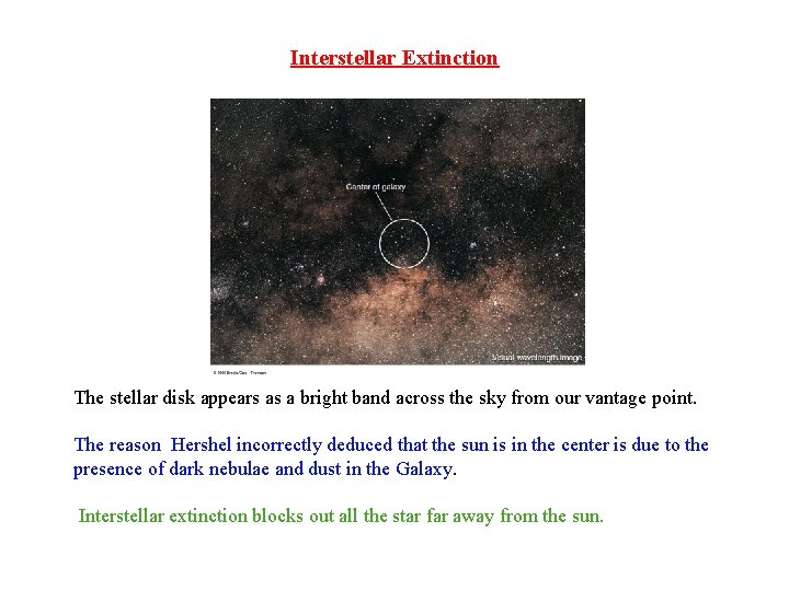 Interstellar Extinction The stellar disk appears as a bright band across the sky from Interstellar Extinction The stellar disk appears as a bright band across the sky from