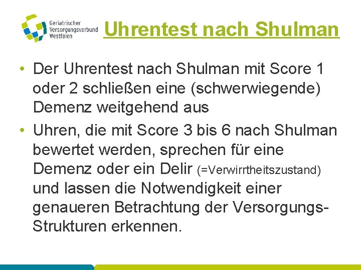 Uhrentest nach Shulman • Der Uhrentest nach Shulman mit Score 1 oder 2 schließen