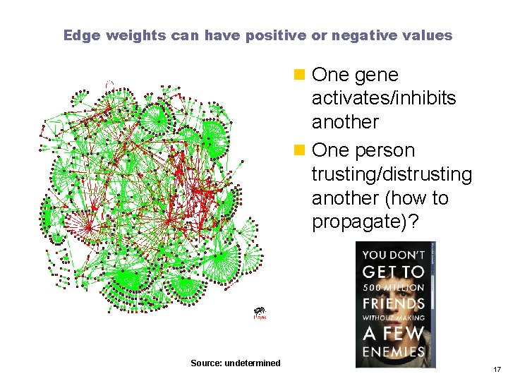 Edge weights can have positive or negative values n One gene activates/inhibits another n