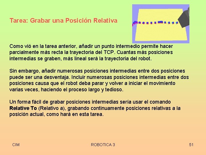 Tarea: Grabar una Posición Relativa Como vió en la tarea anterior, añadir un punto