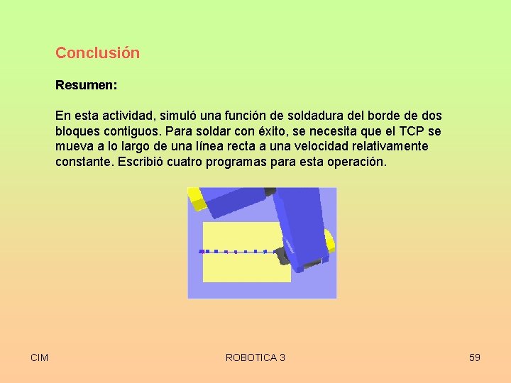 Conclusión Resumen: En esta actividad, simuló una función de soldadura del borde de dos