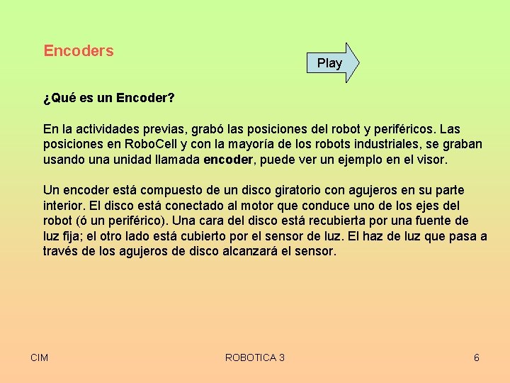 Encoders Play ¿Qué es un Encoder? En la actividades previas, grabó las posiciones del