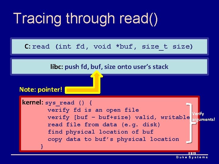 Tracing through read() C: read (int fd, void *buf, size_t size) libc: push fd, Tracing through read() C: read (int fd, void *buf, size_t size) libc: push fd,