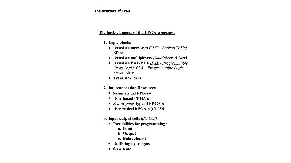 The structure of FPGA 