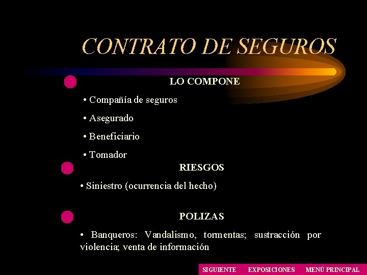 CONTRATO DE SEGUROS LO COMPONE • Compañía de seguros • Asegurado • Beneficiario • CONTRATO DE SEGUROS LO COMPONE • Compañía de seguros • Asegurado • Beneficiario •