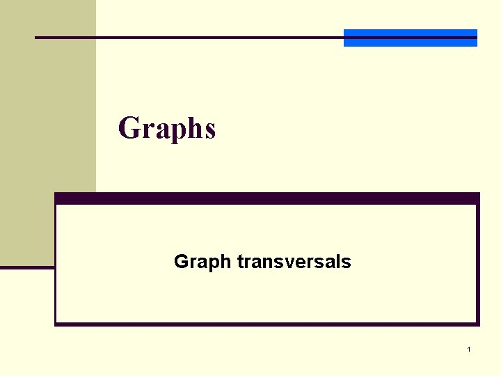 Graphs Graph transversals 1 