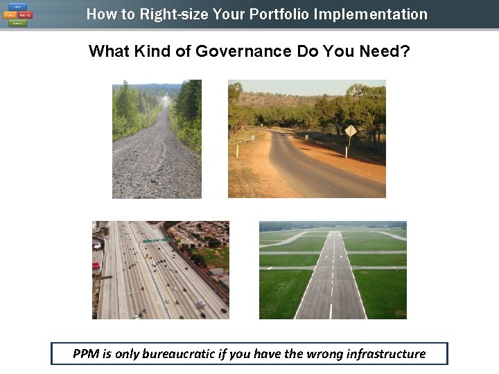 How to Right-size Your Portfolio Implementation What Kind of Governance Do You Need? PPM