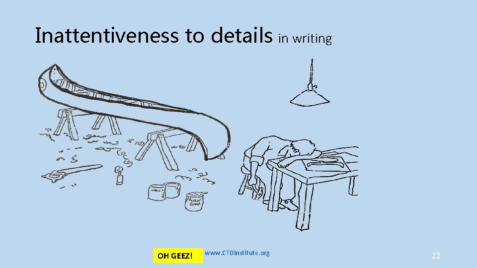 Inattentiveness to details in writing OH GEEZ! www. CTDInstitute. org 22 Inattentiveness to details in writing OH GEEZ! www. CTDInstitute. org 22
