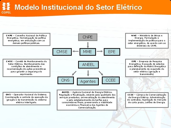 Modelo Institucional do Setor Elétrico CNPE – Conselho Nacional de Política Energética. Homologação da