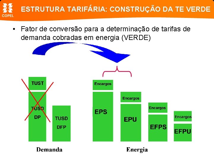 ESTRUTURA TARIFÁRIA: CONSTRUÇÃO DA TE VERDE • Fator de conversão para a determinação de