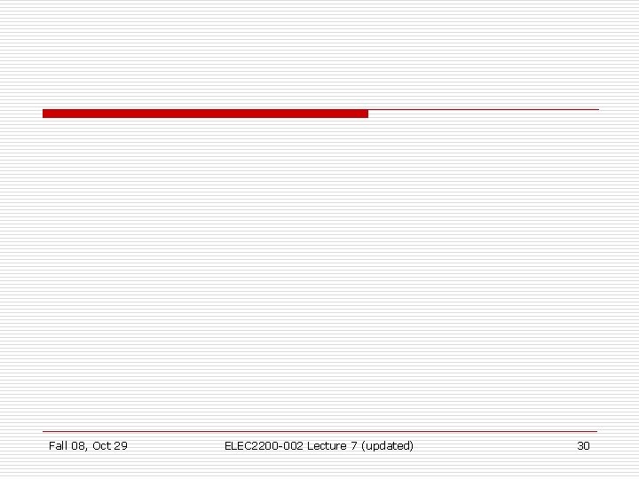 Fall 08, Oct 29 ELEC 2200 -002 Lecture 7 (updated) 30 