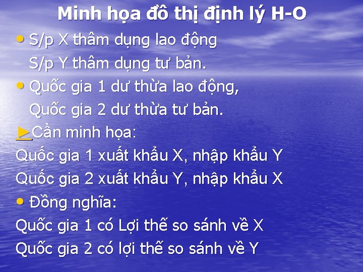 Minh họa đồ thị định lý H-O • S/p X thâm dụng lao động Minh họa đồ thị định lý H-O • S/p X thâm dụng lao động