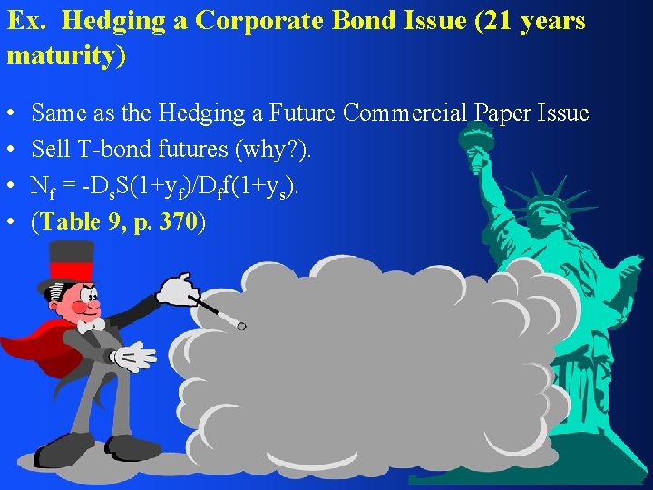 Ex. Hedging a Corporate Bond Issue (21 years maturity) • • Same as the