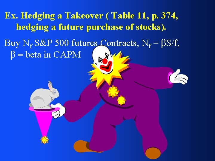 Ex. Hedging a Takeover ( Table 11, p. 374, hedging a future purchase of