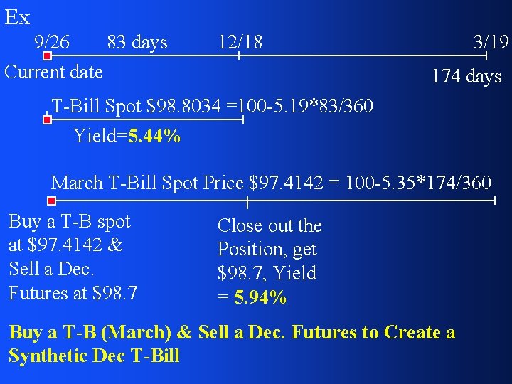 Ex 9/26 83 days Current date 12/18 3/19 174 days T-Bill Spot $98. 8034