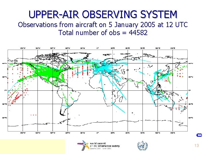 UPPER-AIR OBSERVING SYSTEM Observations from aircraft on 5 January 2005 at 12 UTC Total