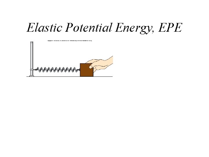 Elastic Potential Energy, EPE Elastic Potential Energy, EPE