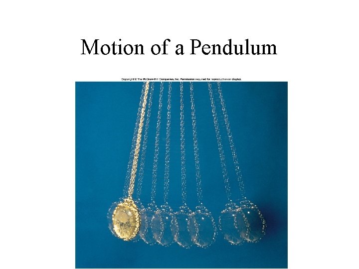 Motion of a Pendulum Motion of a Pendulum