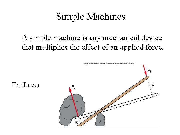 Simple Machines A simple machine is any mechanical device that multiplies the effect of Simple Machines A simple machine is any mechanical device that multiplies the effect of