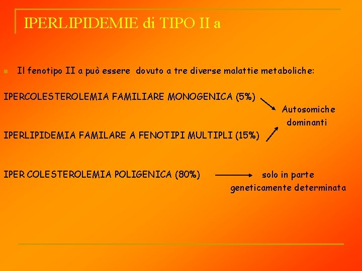 IPERLIPIDEMIE di TIPO II a n Il fenotipo II a può essere dovuto a