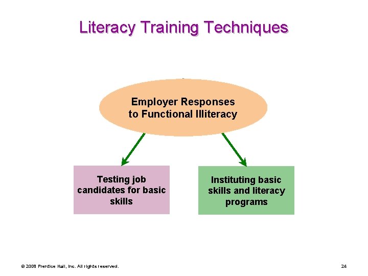 Literacy Training Techniques Employer Responses to Functional Illiteracy Testing job candidates for basic skills