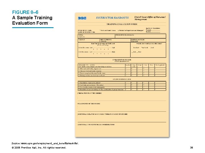 FIGURE 8– 6 A Sample Training Evaluation Form Source: www. opm. gov/employment_and_benefits/worklife/. © 2008