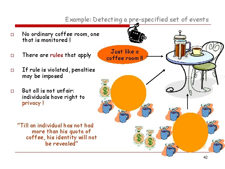 Example: Detecting a pre-specified set of events o o No ordinary coffee room, one Example: Detecting a pre-specified set of events o o No ordinary coffee room, one