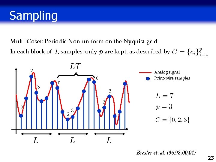 Sampling Multi-Coset: Periodic Non-uniform on the Nyquist grid In each block of samples, only Sampling Multi-Coset: Periodic Non-uniform on the Nyquist grid In each block of samples, only