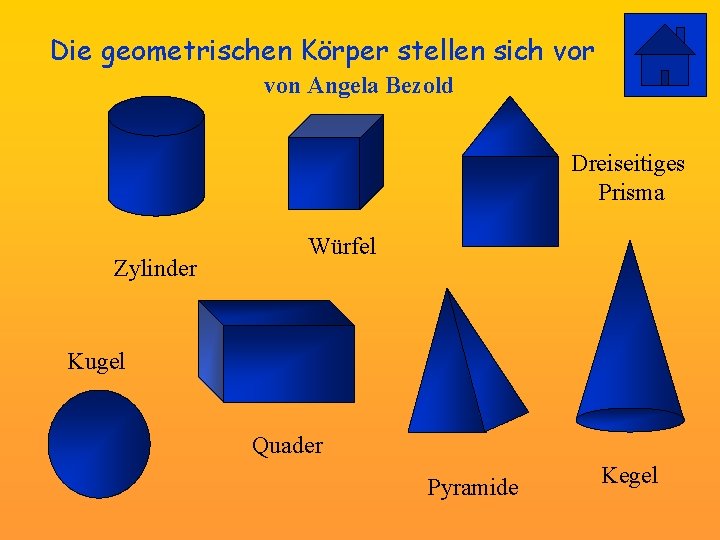 Die geometrischen Körper stellen sich vor von Angela Bezold Dreiseitiges Prisma Zylinder Würfel Kugel