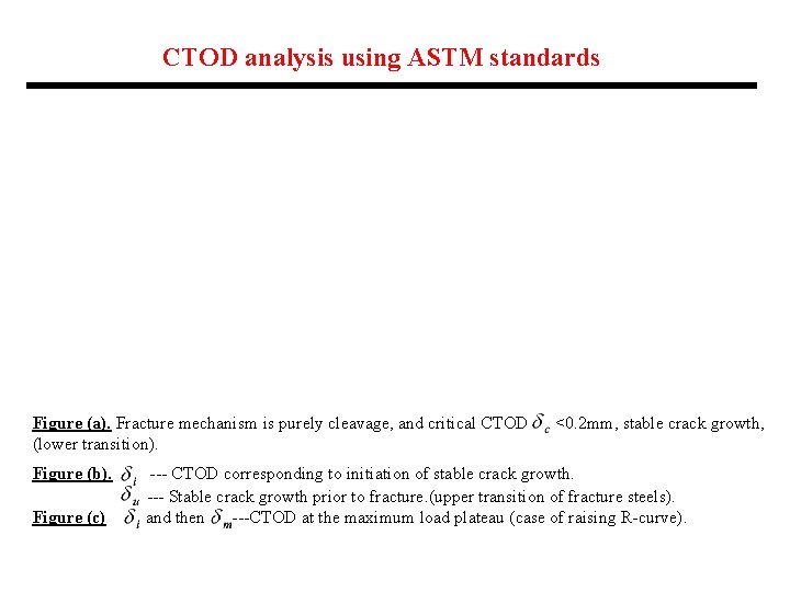 CTOD analysis using ASTM standards Figure (a). Fracture mechanism is purely cleavage, and critical CTOD analysis using ASTM standards Figure (a). Fracture mechanism is purely cleavage, and critical