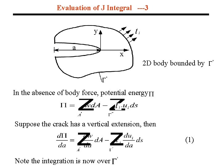 Evaluation of J Integral ---3 y a x 2 D body bounded by In Evaluation of J Integral ---3 y a x 2 D body bounded by In