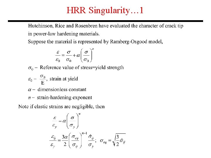 HRR Singularity… 1 HRR Singularity… 1