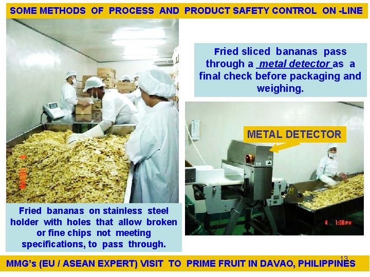 SOME METHODS OF PROCESS AND PRODUCT SAFETY CONTROL ON -LINE Fried sliced bananas pass SOME METHODS OF PROCESS AND PRODUCT SAFETY CONTROL ON -LINE Fried sliced bananas pass