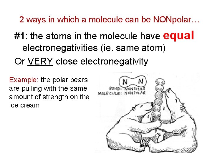 2 ways in which a molecule can be NONpolar… #1: the atoms in the 2 ways in which a molecule can be NONpolar… #1: the atoms in the