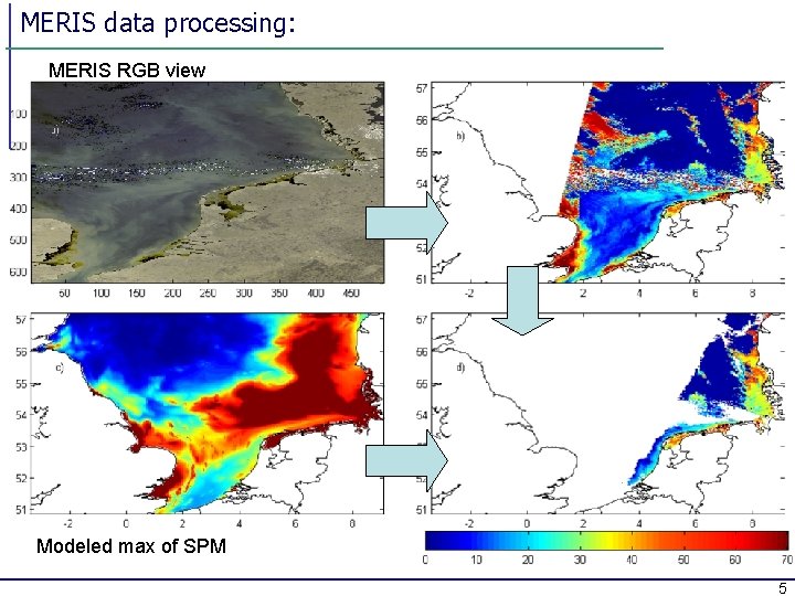 MERIS data processing: MERIS RGB view Modeled max of SPM 5 