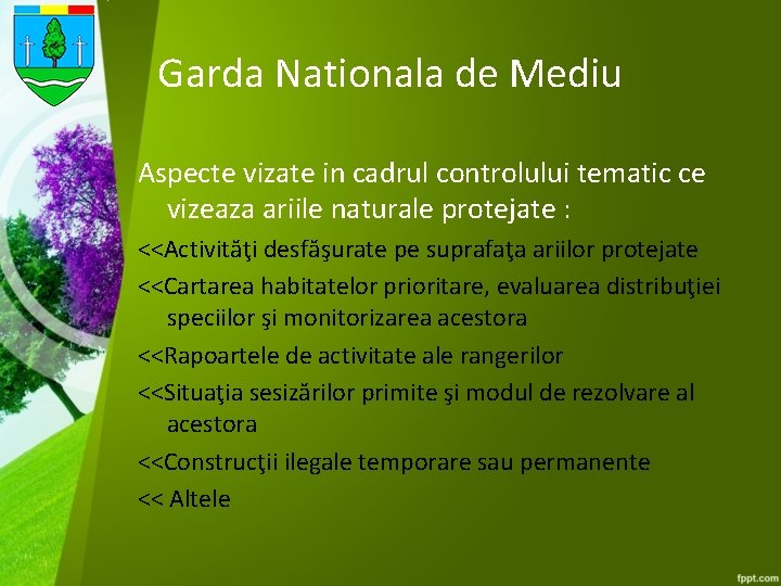 Garda Nationala de Mediu Aspecte vizate in cadrul controlului tematic ce vizeaza ariile naturale