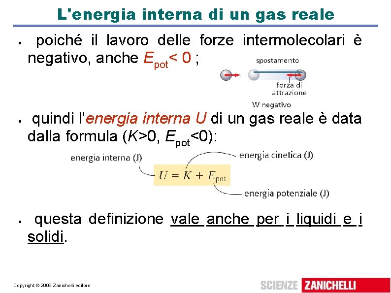 L'energia interna di un gas reale poiché il lavoro delle forze intermolecolari è negativo, L'energia interna di un gas reale poiché il lavoro delle forze intermolecolari è negativo,