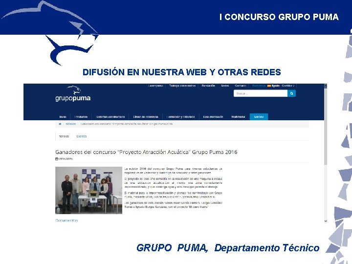 I CONCURSO GRUPO PUMA DIFUSIÓN EN NUESTRA WEB Y OTRAS REDES GRUPO PUMA, Departamento