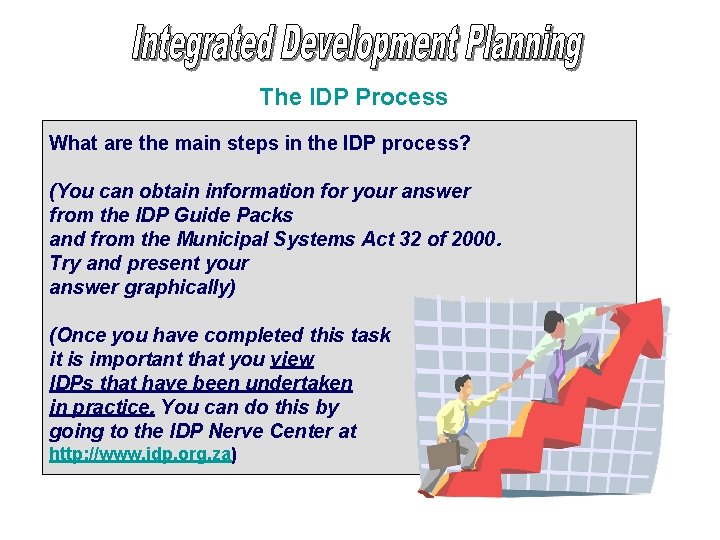 The IDP Process What are the main steps in the IDP process? (You can