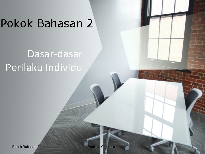 Pokok Bahasan 2 Dasar-dasar Perilaku Individu Pokok Bahasan 2 Perilaku Organisasi 1 