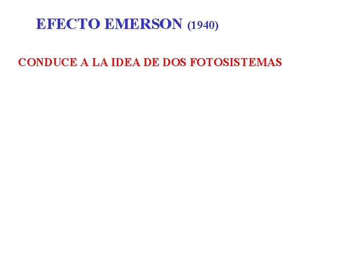 EFECTO EMERSON (1940) CONDUCE A LA IDEA DE DOS FOTOSISTEMAS 