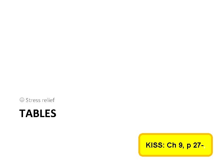Stress relief TABLES KISS: Ch 9, p 27 -, Stress relief TABLES KISS: Ch 9, p 27 -,