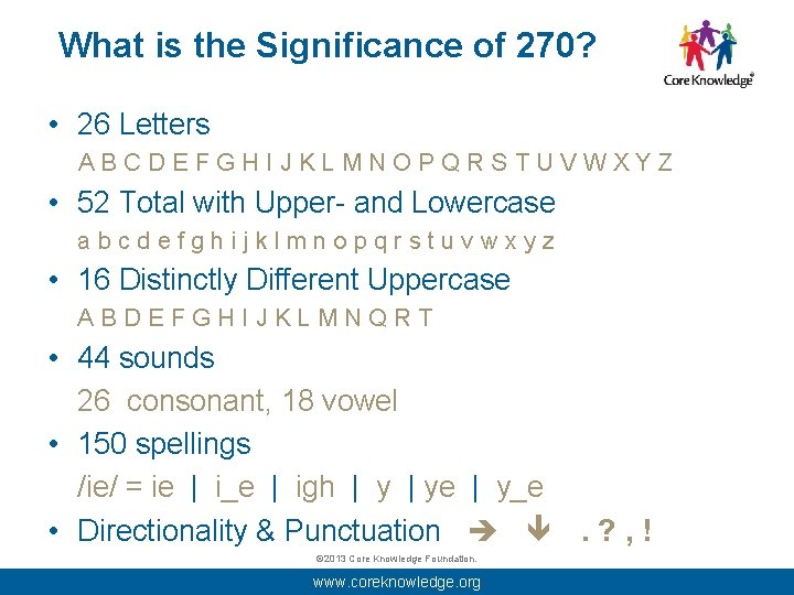 What is the Significance of 270? • 26 Letters ABCDEFGHIJKLMNOPQRSTUVWXYZ • 52 Total with