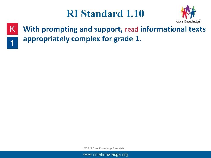 RI Standard 1. 10 K With prompting and support, read informational texts appropriately complex