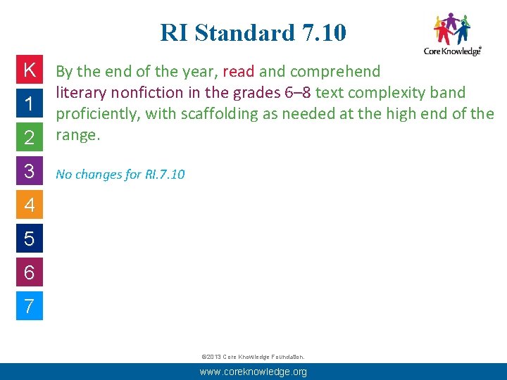 RI Standard 7. 10 K By the end of the year, read and comprehend