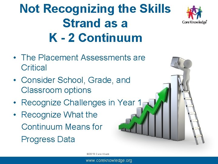 Not Recognizing the Skills Strand as a K - 2 Continuum • The Placement