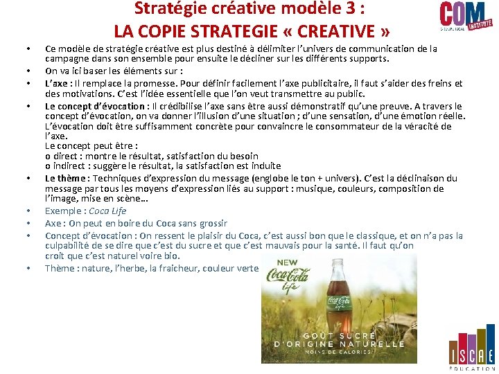 • • • Stratégie créative modèle 3 : LA COPIE STRATEGIE « CREATIVE • • • Stratégie créative modèle 3 : LA COPIE STRATEGIE « CREATIVE