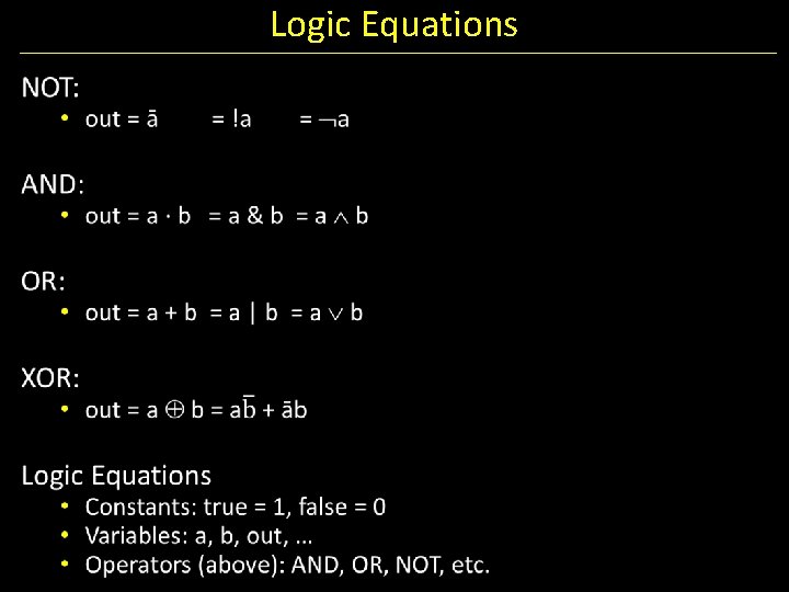 Logic Equations 